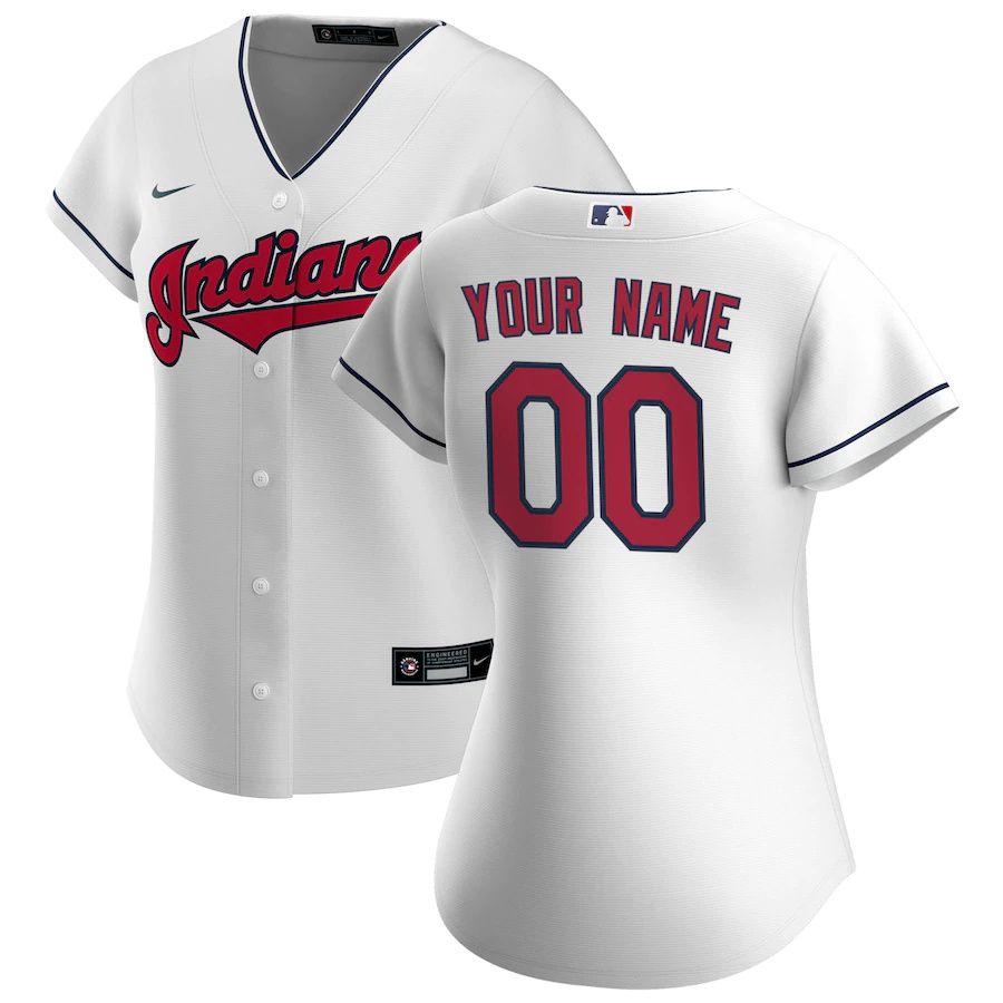 Womens Cleveland Indians Nike White Home Replica Custom MLB Jerseys